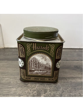Harrods Knightsbridge Blend No. 14 Green Gold White Square Tea Tin